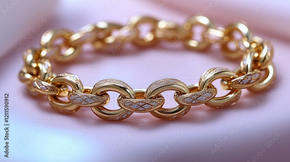 Fototapeta premium Gold bracelet, diamond accents, elegant design.