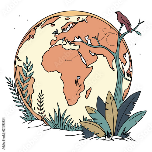 Earth globe vector illustration. 