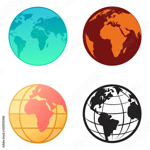 Earth globe vector icon set.