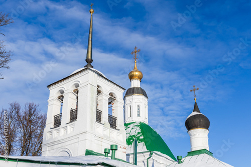 Domes and spire of the Church of the Transfiguration of the Lord photo