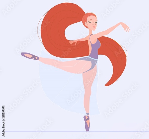 An image of a ballerina from a cartoon, made in the form of vector elements, in a dynamic position.