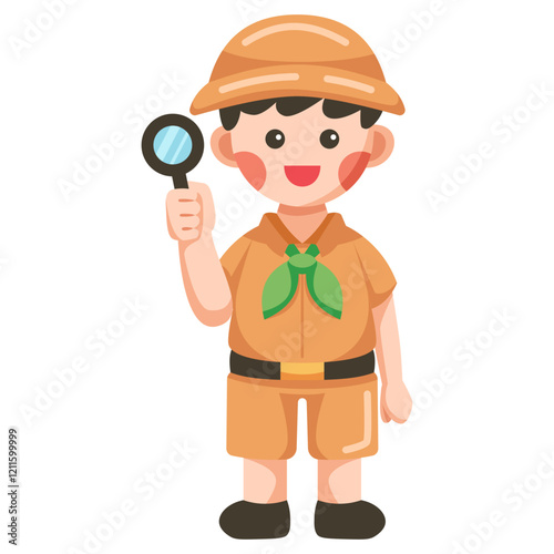 Explorer Boy with Magnifying Glass