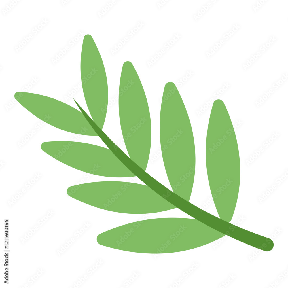 Naklejka premium Green Leaf with Branch Illustration