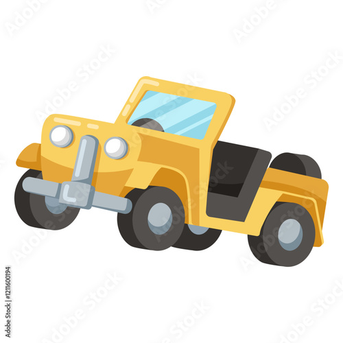 Cute Safari Yellow Jeep Illustration