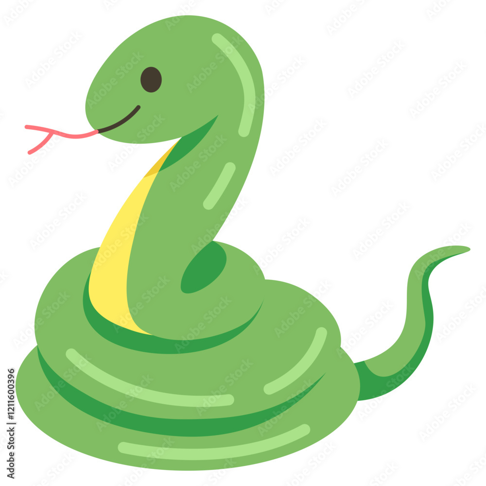 Fototapeta premium Cute Green Little Snake Illustration