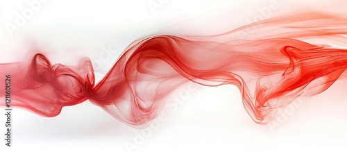 Abstract red smoky background featuring flowing translucent red waves on a white backdrop creating an engaging atmosphere for presentations