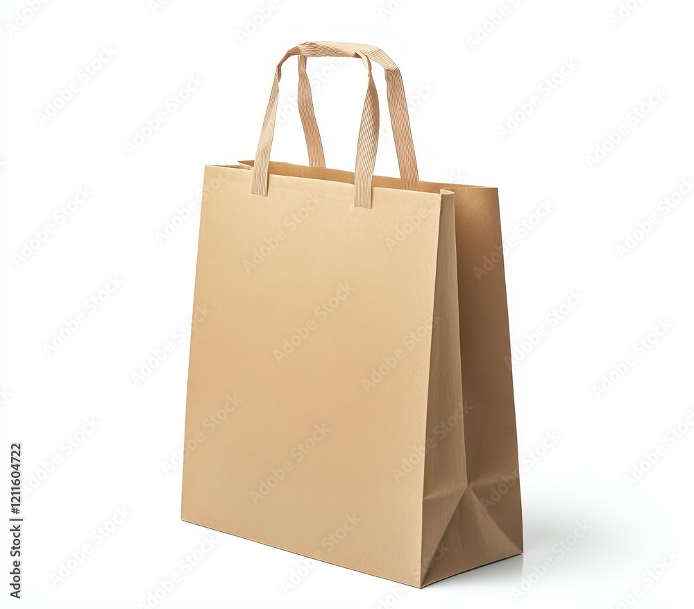 Brown paper shopping bag with handles isolated on white. Brown paper shopping bag with handles isolated on white.