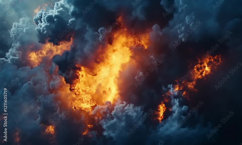 Fiery Inferno within a Dark and Dramatic Sky Fiery Inferno within a Dark and Dramatic Sky