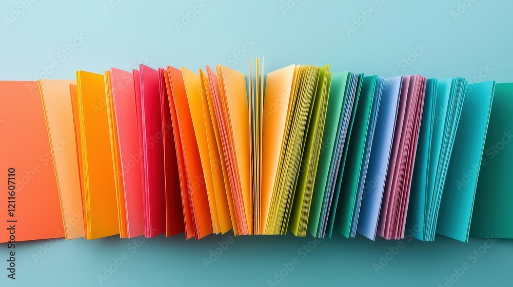 Colorful Paper Sheets on a Blue Background Colorful Paper Sheets on a Blue Background