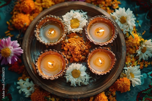 Colorful Diwali Sweets Arranged on a Festive Plate for Celebrations and Events photo