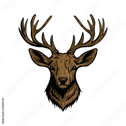 Deer head only vector in many color and texture