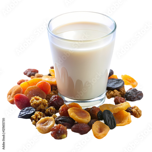 Healthy Milk Drink with Dried Fruits and Nuts Delicious Breakfast eat food diet snack dairy vegan   