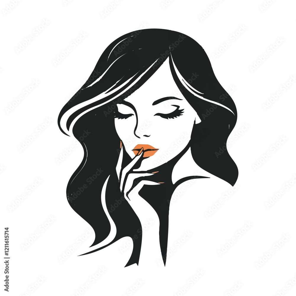 Beautiful woman covering her mouth with her hand, 5.eps Beautiful woman covering her mouth with her hand, 5.eps