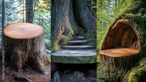 Nature's Wooden Wonders: Forest Seating and Pathways photo