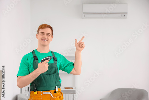 Male technician pointing at...