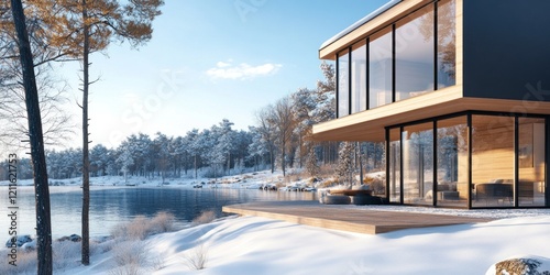 Modern Lakeside Winter Home Architectural Design