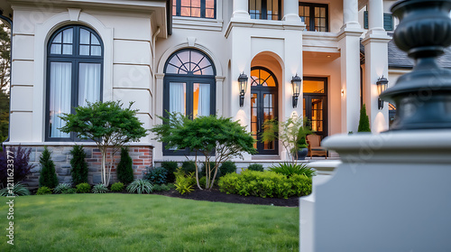 Wallpaper Mural Luxury Home Exterior at Dusk: Elegant Architecture and Landscaping Design Torontodigital.ca