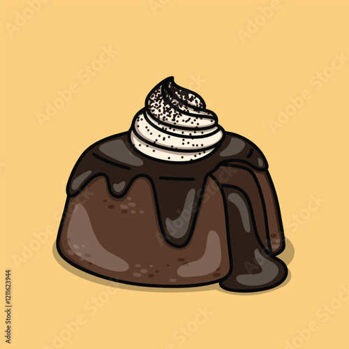 Sweet choco lava cake with icing sugar on top