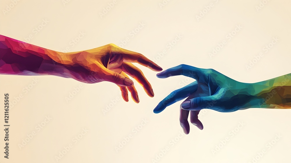 Obraz premium Harmony in Diversity: Abstract rainbow-colored design symbolizing unity, inclusivity, and the beauty of diversity, featuring vibrant colors and flowing patterns