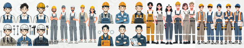 vector set of factory worker characters