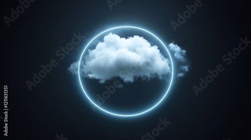 Cloud encased in a glowing neon circle.