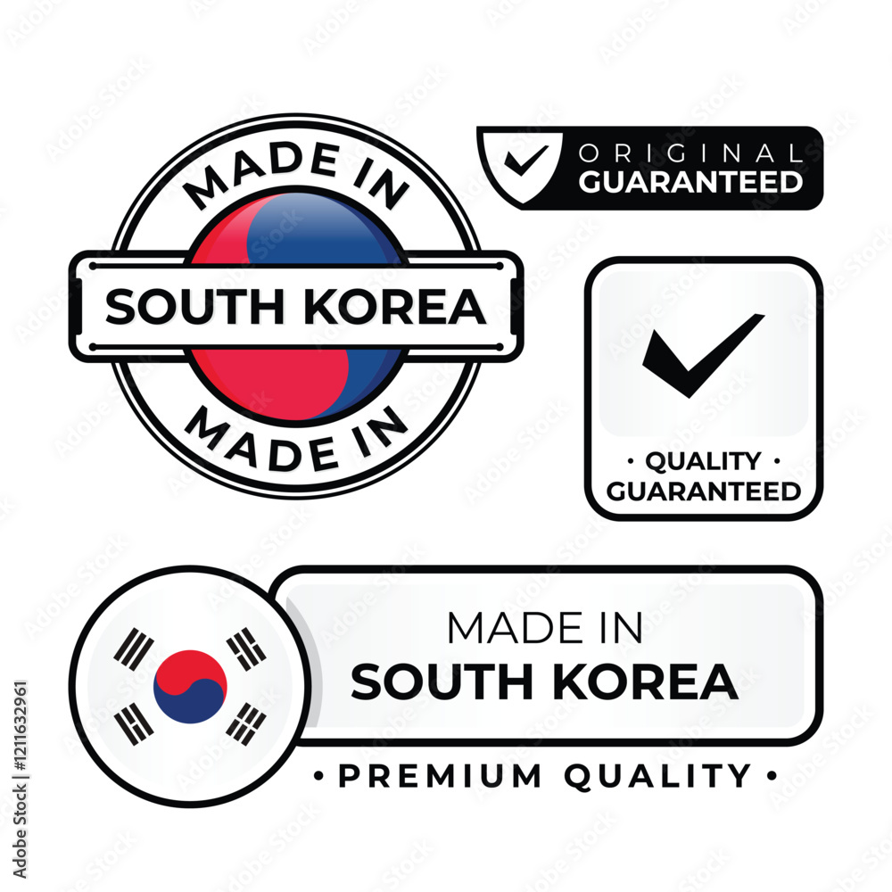 Fototapeta premium Badge bundle made in South Korea label icon emblem isolated on white background