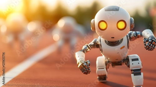 Wallpaper Mural The advanced humanoid robots competing in a futuristic athletic event Torontodigital.ca