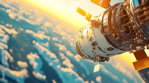 Wallpaper Mural Advanced Robots Repairing a Satellite as Sunrise Occurs in Earth s Orbit Torontodigital.ca