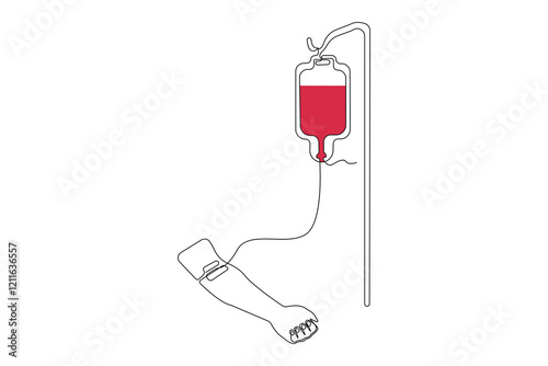 Donating blood continuous line drawing. Blood donation concept outline vector isolated on white background.