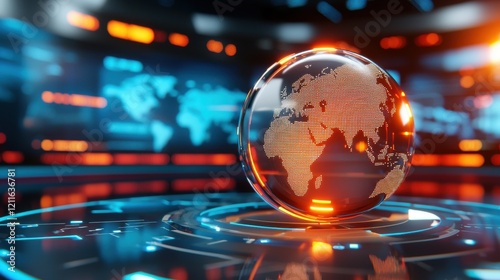Bold Graphic Design of a World Globe on a News Backdrop