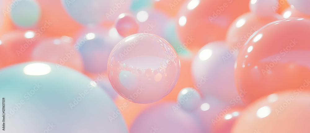 Colorful 3D spheres arranged in a harmonious abstract composition with an empty center space Colorful 3D spheres arranged in a harmonious abstract composition with an empty center space
