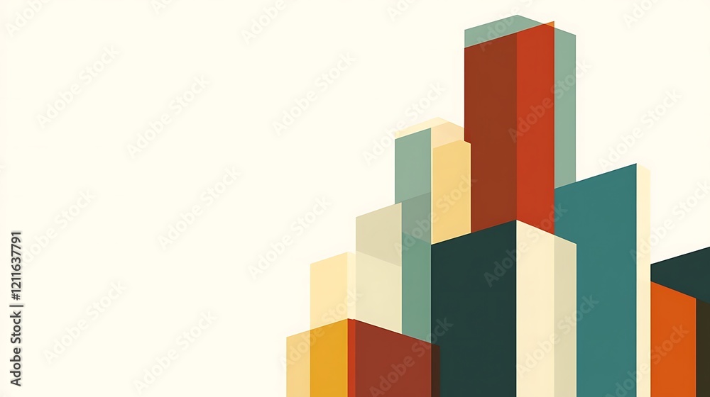 Abstract Geometric Cityscape Design in Warm Tones Abstract Geometric Cityscape Design in Warm Tones