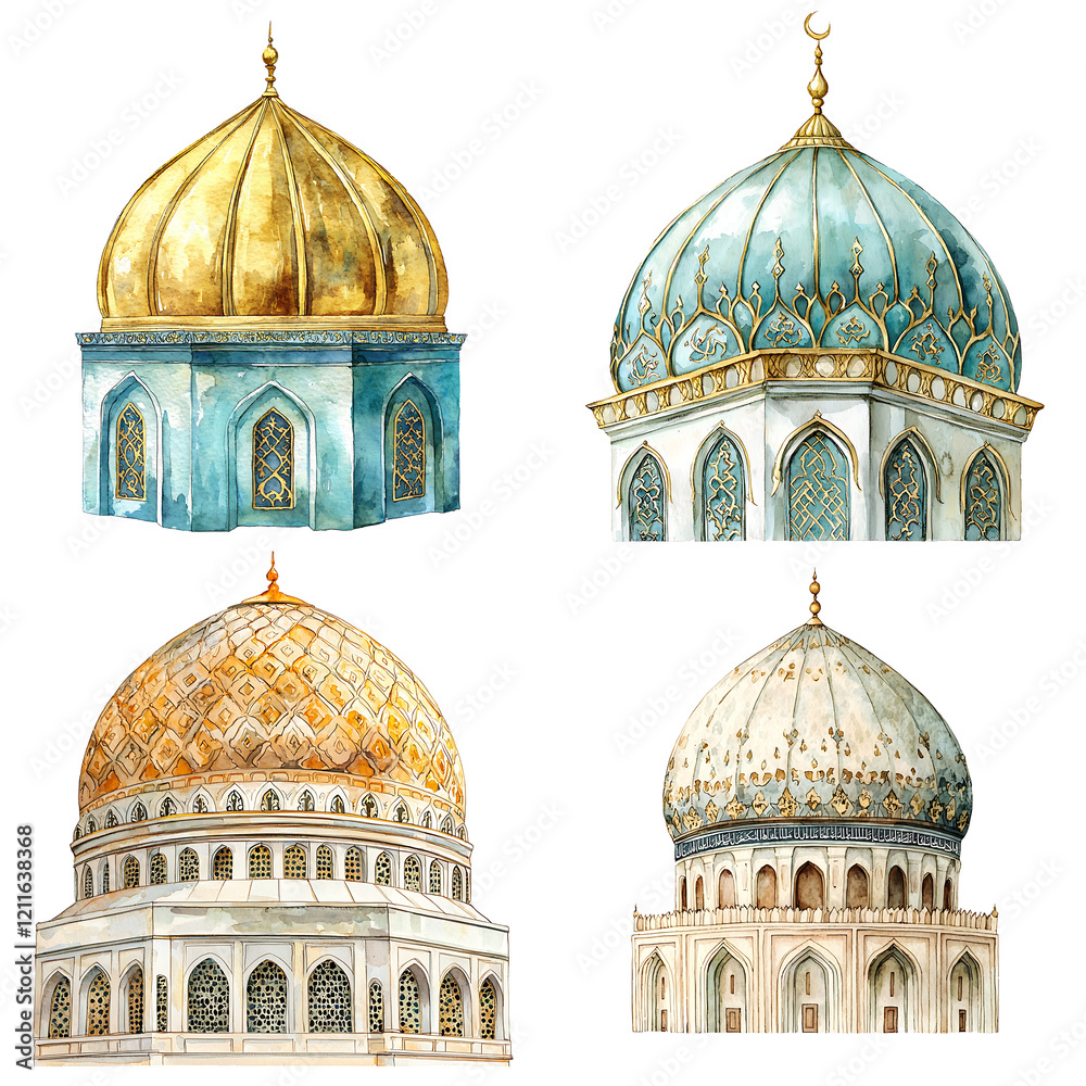 Obraz premium Architectural domes of islamic design various locations digital art colorful environment aesthetic viewpoint cultural significance
