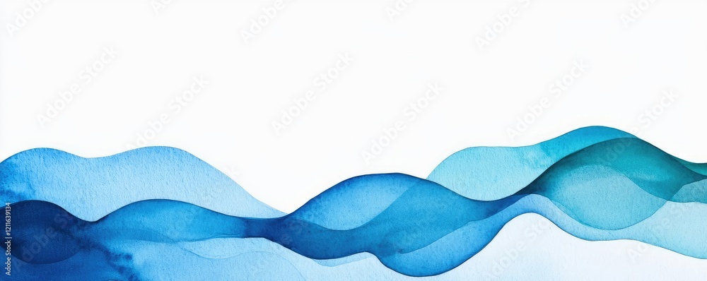 Fototapeta premium Soft blue watercolor idea. Aesthetic abstract blue wave design for backgrounds or digital projects.
