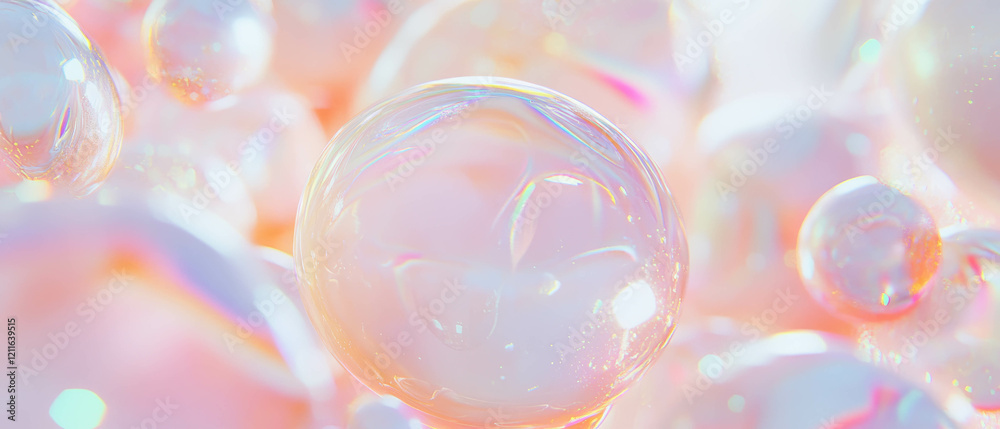 Textured abstract background of 3D spheres with glitter and depth for visual interest Textured abstract background of 3D spheres with glitter and depth for visual interest
