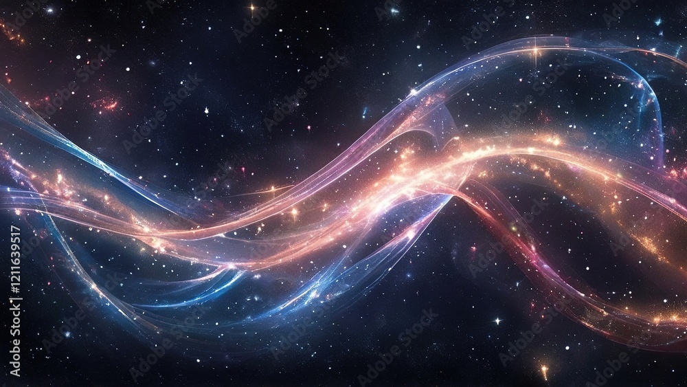 Fototapeta premium Cosmic energy wave, nebula background, space exploration, science fiction art