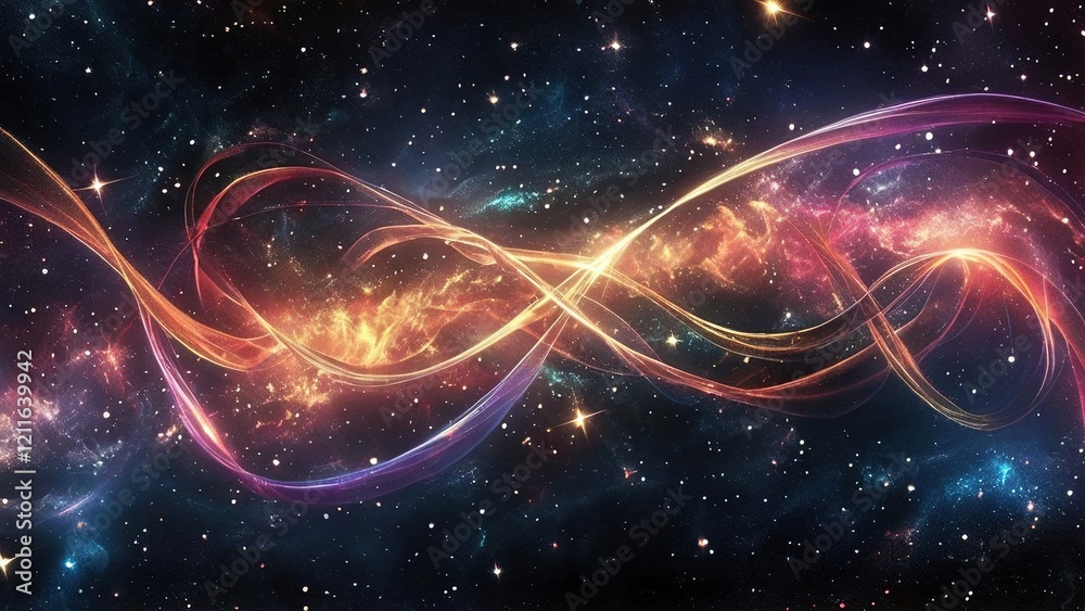 Obraz premium Cosmic energy swirls in space; nebula background, digital art, science fiction