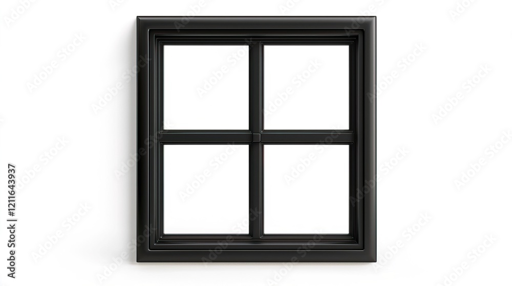Isolated Metallic Window Frame on White Background Isolated Metallic Window Frame on White Background