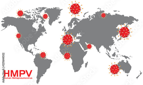 HMPV virus world outbreak from china banner. Human metapneumovirus vector illustration. HMPV virus respiratory icon.