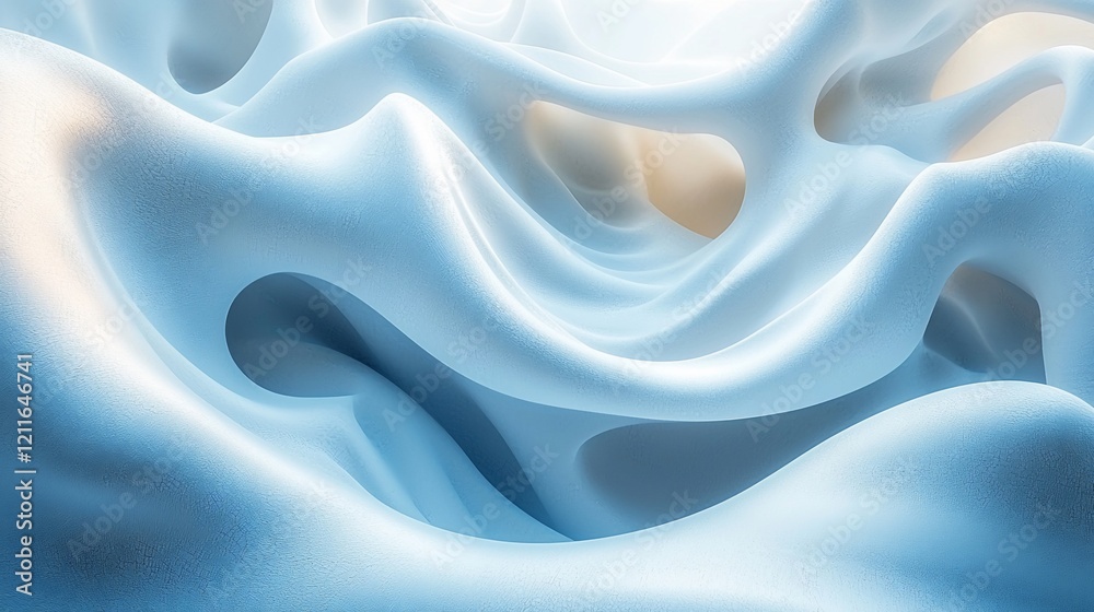 Obraz premium Abstract light blue and white flowing shapes.