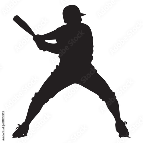 Baseball player silhouette illustration Design, Baseball clipart vector
