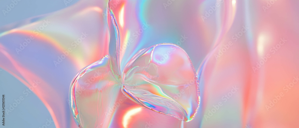 Holographic gradients blend with floral motifs creating an abstract seamless design