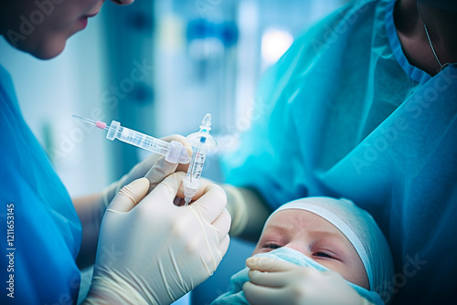 Medical worker adjusting protective equipment, focused on safety