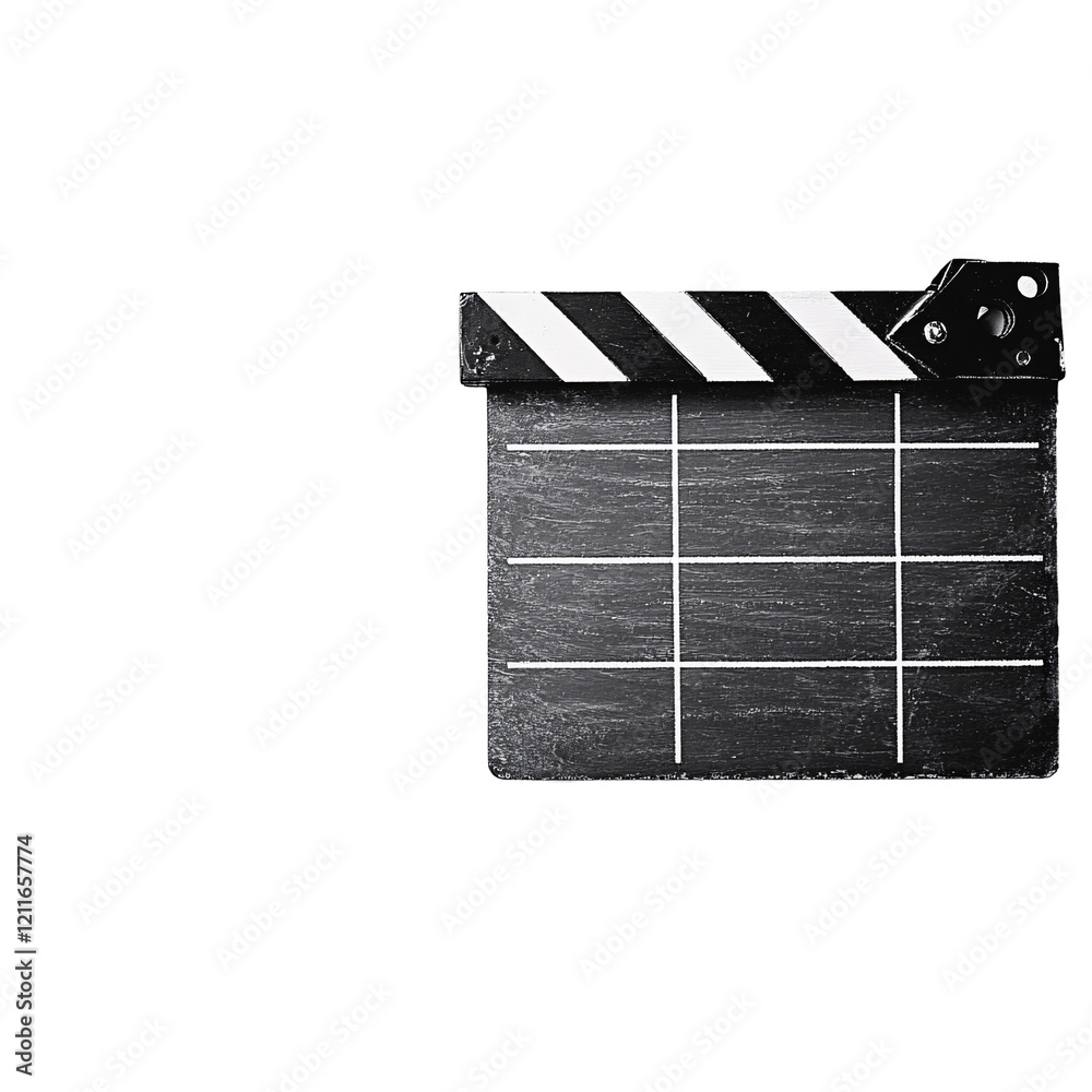 Fototapeta premium Classic black movie clapperboard isolated on transparent background.