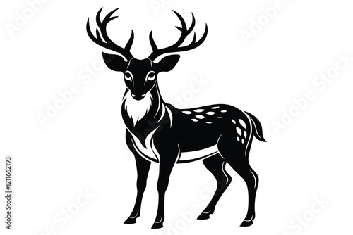 deer silhouette, deer simple illustration, deer shadow, deer logo design Free Vector