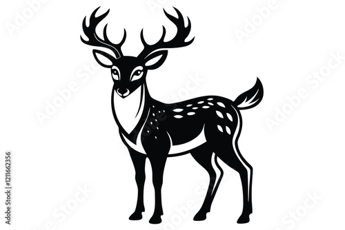 deer silhouette, deer simple illustration, deer shadow, deer logo design Free Vector