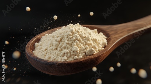 arrowroot powder in a wooden spoon