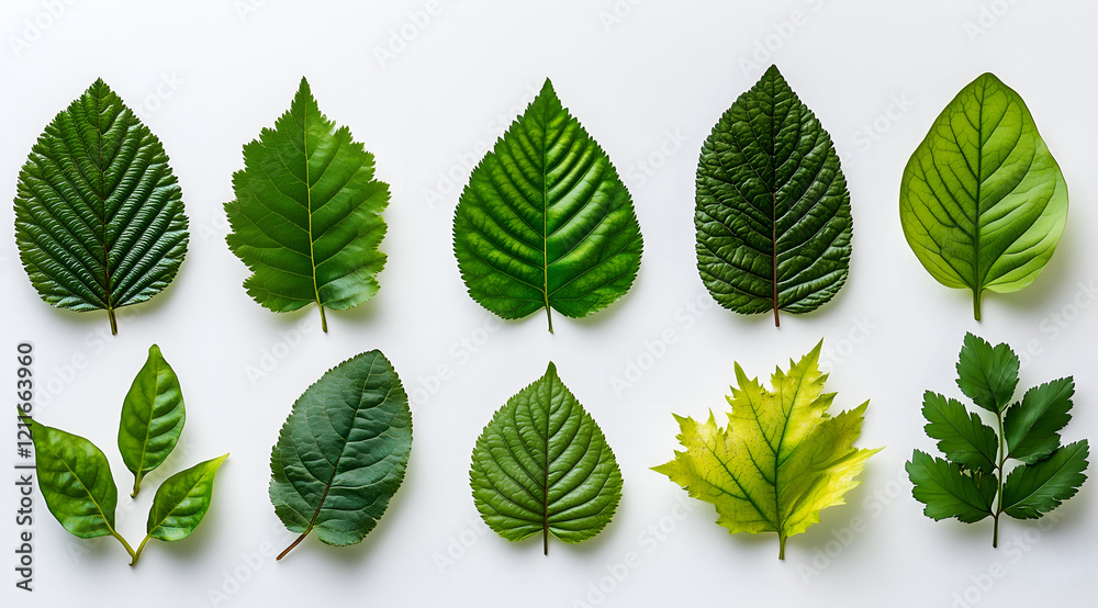 green leaves on a white background green leaves on a white background