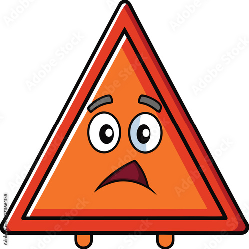 warning triangle attention sign cartoon