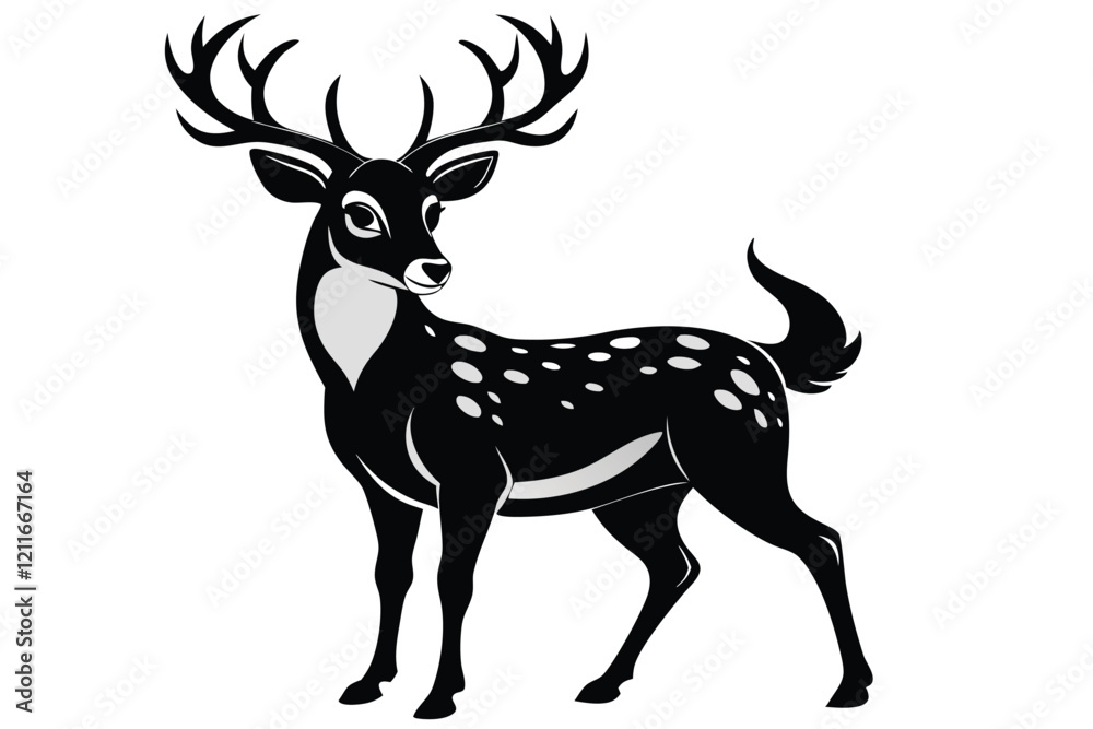 deer in woods silhouette on white background deer in woods silhouette on white background